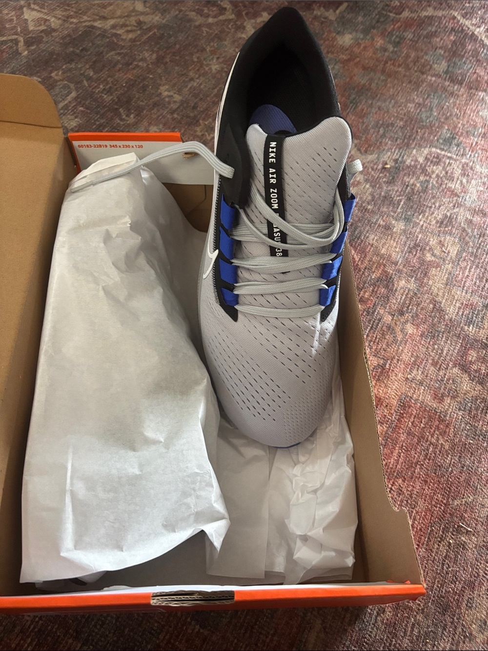 Nike Light Gray and Blue Air Zoom Running Shoe